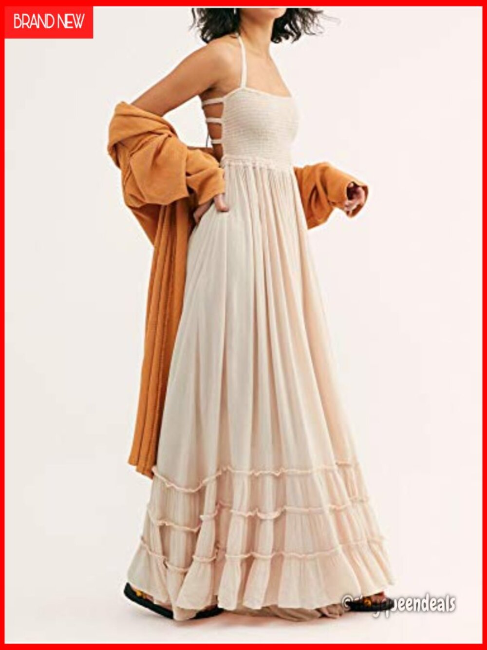 Backless Halter Maxi Dress Boho Summer Sleeveless A-Line - Picture 4 of 7